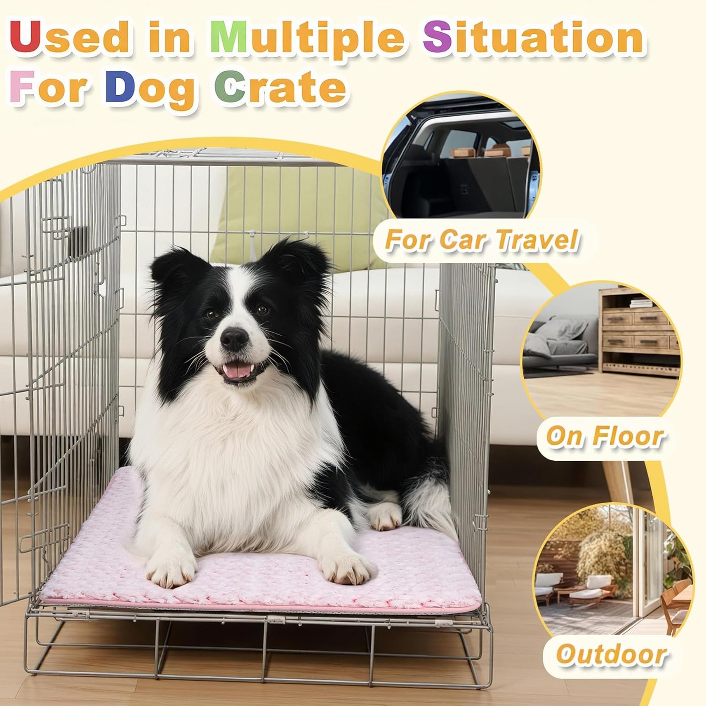 Dog Bed for Crate Pad High Resilience Foam Crate Pad Mat for Medium Large Dogs Washable Anti-Slip, Outdoor, 35" x 22",Dark Gray