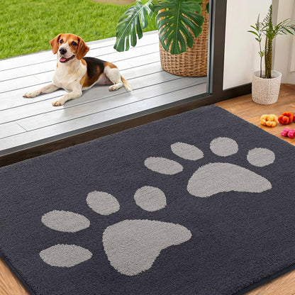 Smiry Dog Door Mat for Muddy Paws, Absorbs Moisture and Dirt, Low-Profile Entryway Mat with Non-Slip Backing, Entry Indoor Outdoor Doormat for Inside Floor (30x20 Inches, Grey, Striped)