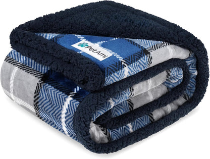 PetAmi Waterproof Dog Blanket for Couch, Large 60x40, Pee Proof Sherpa Fleece Reversible Pet Throw, Furniture Protector for Bed Sofa Kennel, Soft Washable Cover for Medium Dogs Cats, Grey Sherpa