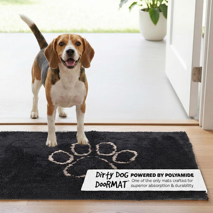 Dog Gone Smart Dirty Dog Doormat - Fast Drying Rug with Super Gripper Backing for Clean Floors - Super Absorbent and Machine Washable Mat for Muddy Paws - Grey