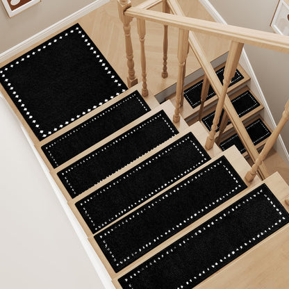 tchdio Stair Treads Landing Mat Non Slip, Soft Stair Treads for Wooden Steps Indoor, Stair Carpet Treads Reusable Adhesive for Kids Elders and Pets, Washable Stair Rugs Stair Runner 31"x31" Beige