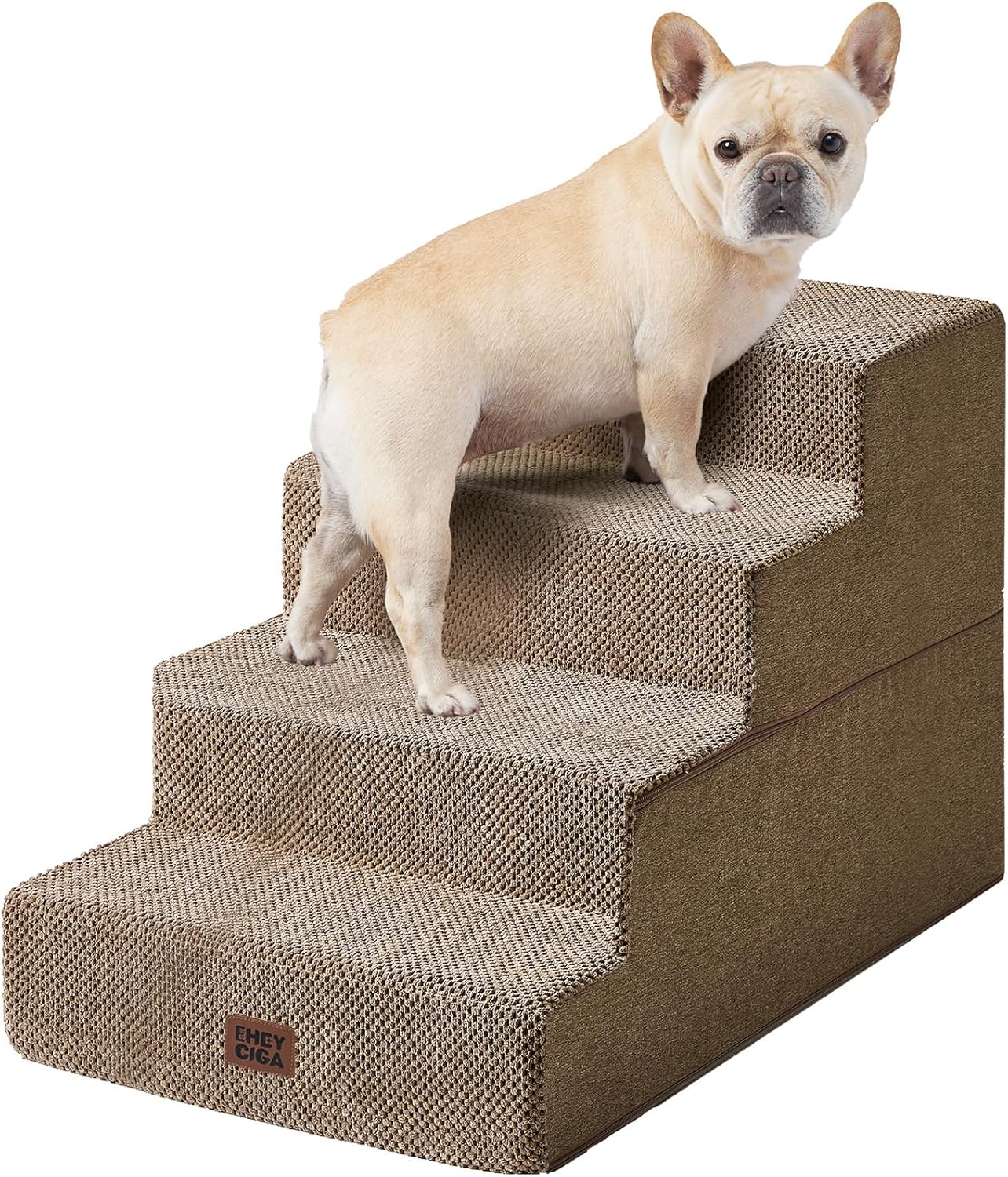 EHEYCIGA Dog Stairs for High Bed 22.5" H, 5-Step Dog Steps for Bed, Pet Steps for Small Dogs and Cats, Non-Slip Balanced Pet Ramp Indoor, Grey