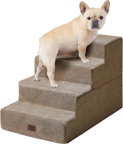 EHEYCIGA Dog Stairs for High Bed 22.5" H, 5-Step Dog Steps for Bed, Pet Steps for Small Dogs and Cats, Non-Slip Balanced Pet Ramp Indoor, Grey