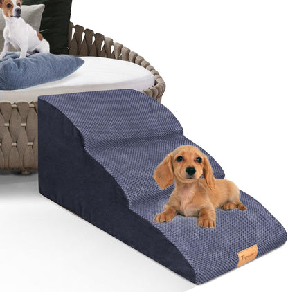 Topmart High Density Extended Foam Dog Ramp&Steps 2 Tiers,11.8" High,Non-Slip Dog Stairs,Soft Foam Pet Ladder with Removable Cover,Best for Injured,Older Cats,Pets with Joint Pain