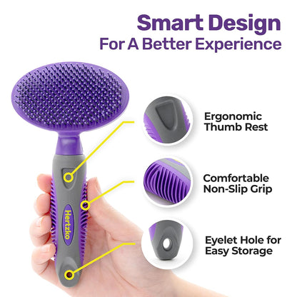 Hertzko Double Sided Flexible Slicker Brush Removes Loose Hair, Tangles, and Knots, Flexible Head Contours on Your Pet’s Skin - Suitable for Dogs and Cats (Double Sided Brush)