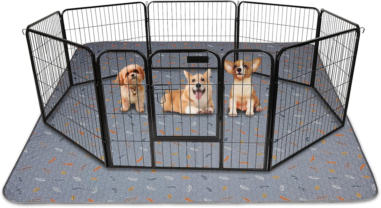 Sunheir Washable Pee Pads for Dogs Large 48" x 48" 2-Pack Reusable Puppy Pads Pet Training Pads, Absorb Dog Mats, Whelping Pad, Non-Slip Protects Against Urine Leakage (Leaves - Deep Grey, 48x48)