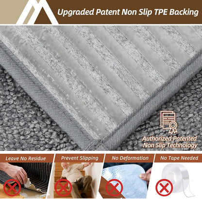 COSY HOMEER Edging Stair Treads Non-Slip Carpet Mat 28inX9in Indoor Stair Runners for Wooden Steps, Edging Stair Rugs for Kids and Dogs, 100% Polyester TPE Backing (7pc, Beige)