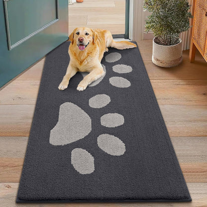 Smiry Dog Door Mat for Muddy Paws, Absorbs Moisture and Dirt, Low-Profile Entryway Mat with Non-Slip Backing, Entry Indoor Outdoor Doormat for Inside Floor (30x20 Inches, Grey, Striped)