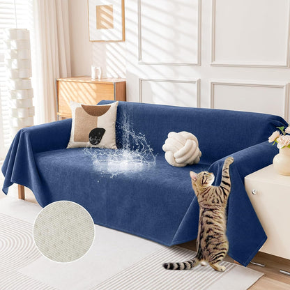 Deep Dream Cat-Scratch Resistant Couch Cover, Waterproof Sofa Cover for 3 Cushion Couch Washable, Pet Friendly Couch Protectors Anti Slip Thickened Love Seat Slipcovers for Pets, 71" x 118", Dark Grey