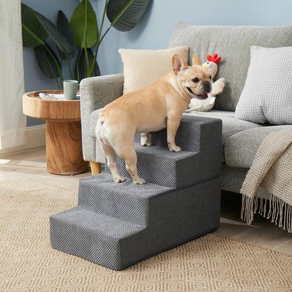 EHEYCIGA Dog Stairs for High Bed 22.5" H, 5-Step Dog Steps for Bed, Pet Steps for Small Dogs and Cats, Non-Slip Balanced Pet Ramp Indoor, Grey