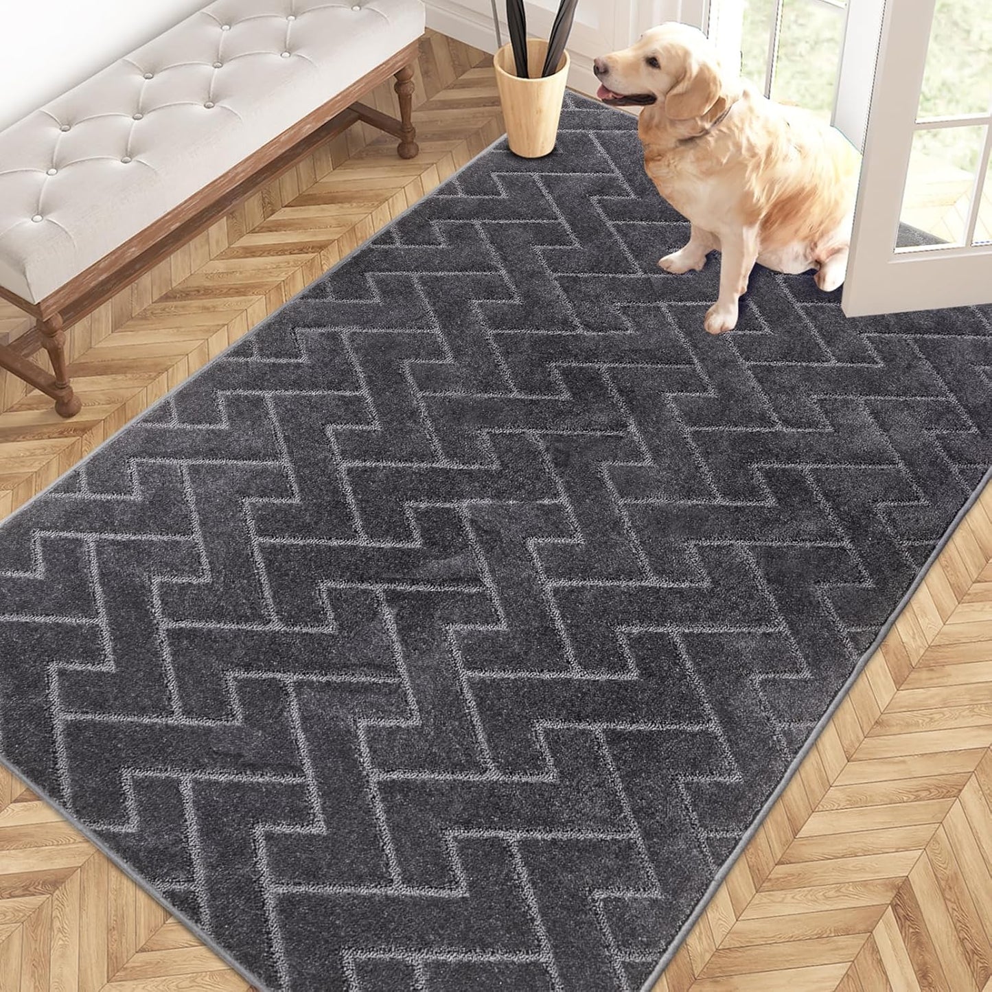 PURRUGS Dirt Trapping Door Mat 20" x 31.5", Non-Slip Machine Washable Entry Rug, Dog Doormat, Indoor Front Door Mat, Super Absorbent Entryway Rug for Muddy Shoes & Paws, Taupe