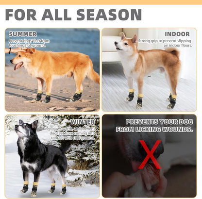 KOOLTAIL Dog Socks Shoes for Hot Pavement to Prevent Licking Paws, Winter Dog Boots&Paw Protector for Hardwood Floors Anti Slip,Traction Control Grip Booties for Small Medium Large Senior Dogs,Black M