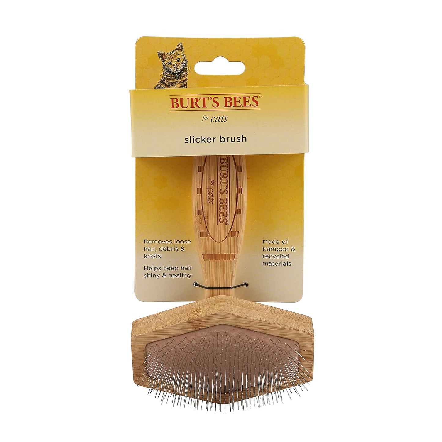 Burt's Bees for Pets Slicker Brush | Removes Loose Cat Fur, Prevents Matting | Ideal for Daily Grooming, Smooth Coat