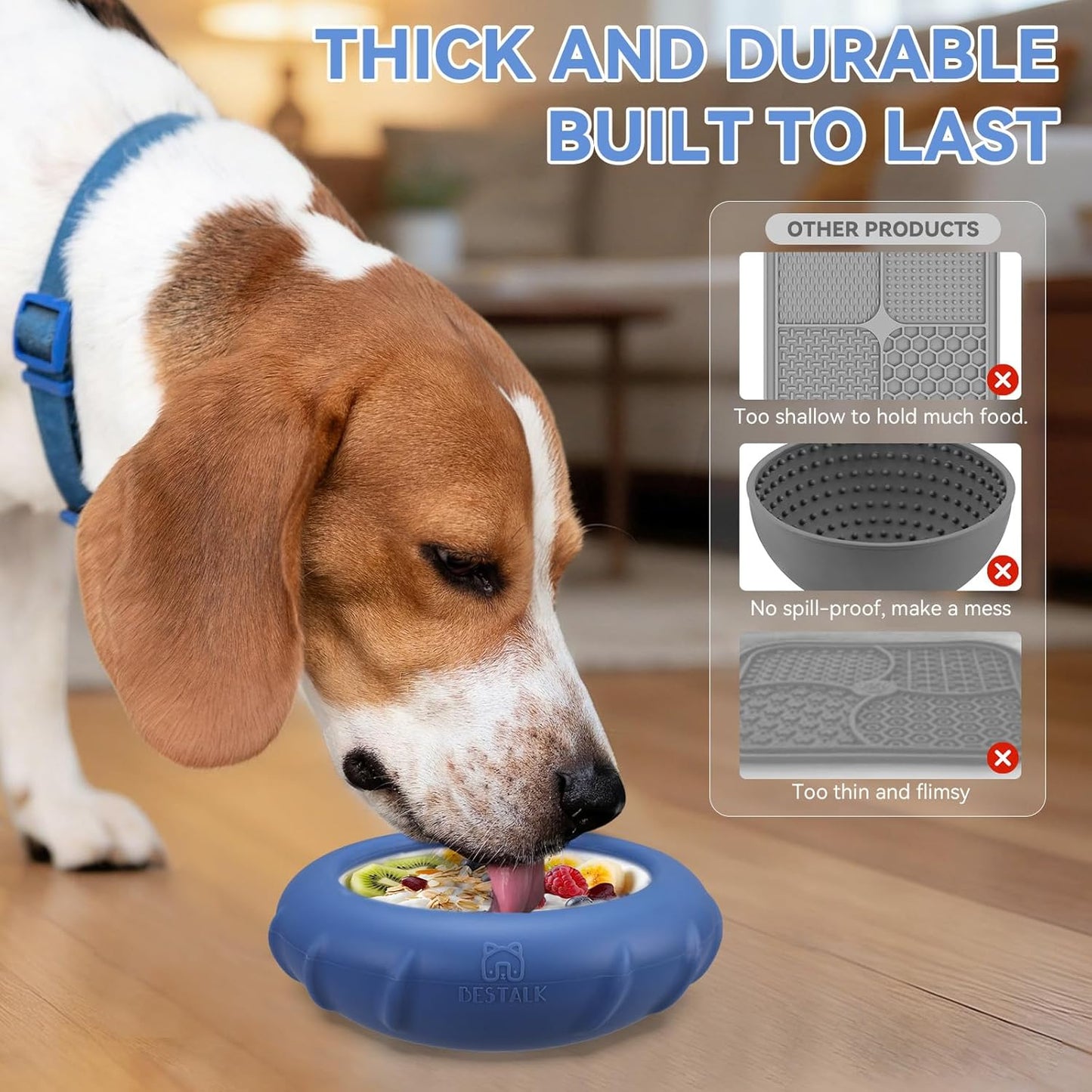 Dog Lick Bowl, Bestalk Wobbly Freeze Bowl Enrichment Feeder for Dogs, Anxiety Relief Lick Mat Puzzle Toy for Distraction, BPA Free Silicone, Dishwasher Safe(Rose,S)