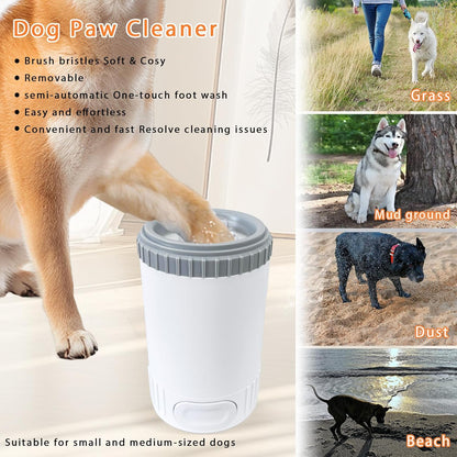 Dog Paw Cleaner with Absorbent Towel, Dog Paw Washer, Muddy Paw Cleaner, Dog Foot Cleaner, Plunger Style Dog Paw Washer, Paw Cleaner for Dogs, Suitable for Small Breed & Medium Breed Dogs
