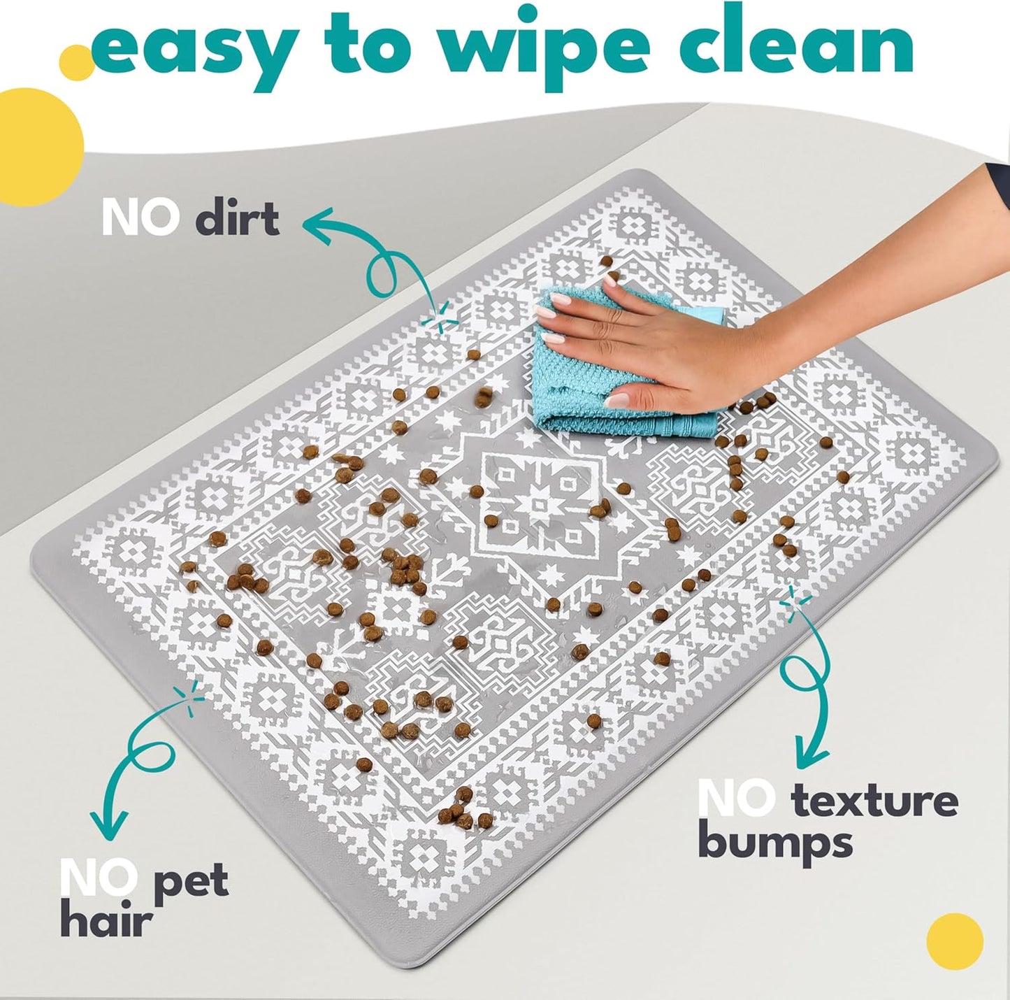 NALALAS Dog Mat for Food and Water, Cat Feeding Mat | Waterproof Dog Bowl Mat | Non-Slip Pet Food Mat for Floors | Pet Mats for Food and Water | Easy to Clean