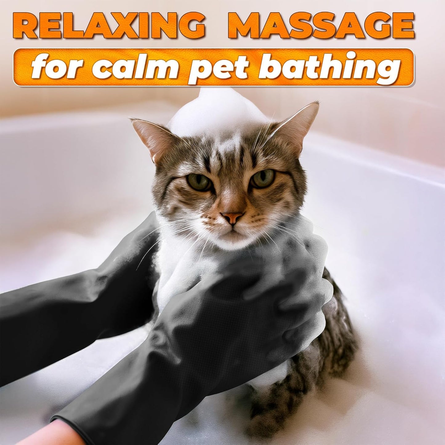 Cat and Dog Shampoo Gloves with 3000 Soft Bristles – 2-in-1 Dog Bath Gloves 11.6", Durable Silicone, Saves Shampoo | Massage, Grooming & Clean Wet or Dry – Made for Every Breed and Coat Style (Blue)