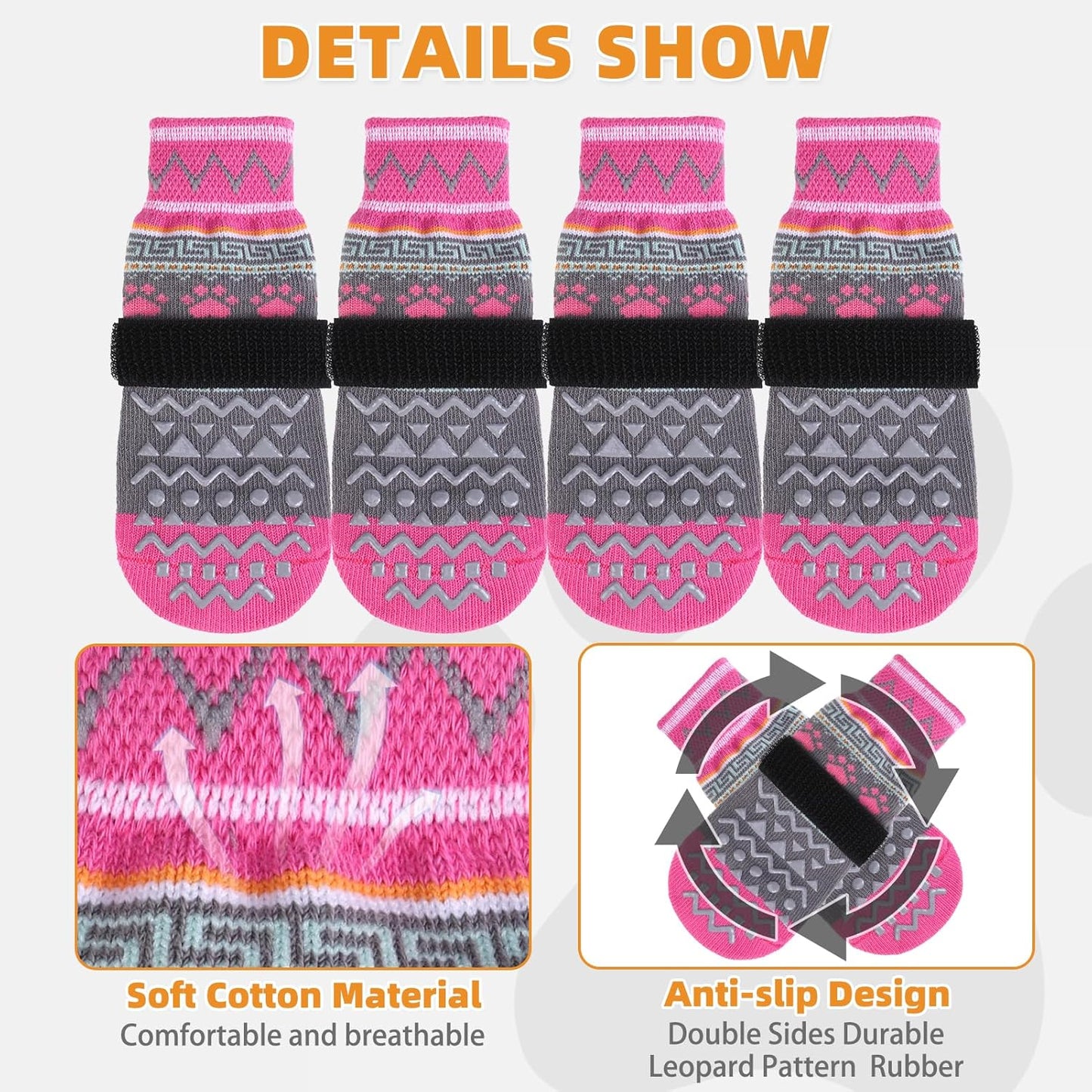 KOOLTAIL Dog Socks Shoes for Hot Pavement to Prevent Licking Paws, Winter Dog Boots&Paw Protector for Hardwood Floors Anti Slip,Traction Control Grip Booties for Small Medium Large Senior Dogs,Black M