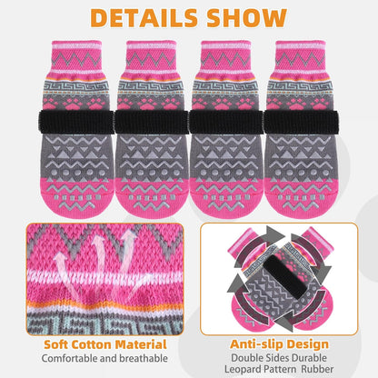 KOOLTAIL Dog Socks Shoes for Hot Pavement to Prevent Licking Paws, Winter Dog Boots&Paw Protector for Hardwood Floors Anti Slip,Traction Control Grip Booties for Small Medium Large Senior Dogs,Black M