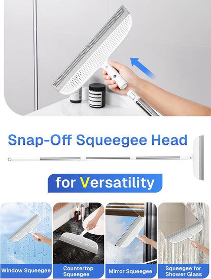 Silicone Floor Squeegee, 180° Rotating Air Broom, Squeegee for Floor with a Long Handle, Magic Broom for Water and Pet Hair Removal on Bathroom Floors, Tile, Deck and Glass, Indoor Cleaning Tool