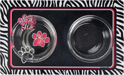 Drymate Pet Bowl Placemat, Dog & Cat Food Feeding Mat - Absorbent Fabric, Waterproof Backing, Slip-Resistant - Machine Washable/Durable (USA Made) (12” x 20”) (Indigo)