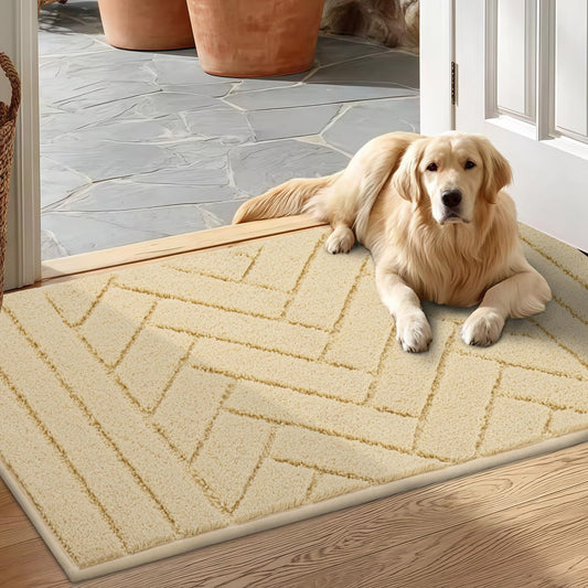 Tindbea Dog Mat for Mud Paws,Absorbs Moisture Dirt Non-Slip Washable Mud Mat for Dogs,Soft Rubber Backing Front Inside Pet Rug for Entryway, Dog Paws, Patio(20"x48",Charcoal)