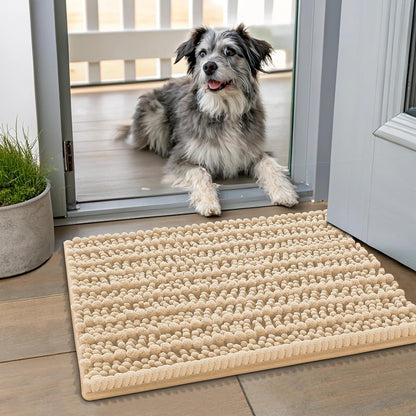 Smiry Dog Door Mat for Muddy Paws 30x20, Extra Soft Absorbent Chenille Doormat, Trap Moisture and Dirt, Non-Slip Machine Washable Front Door Mat for Indoor Entrance Inside Floor, Grey