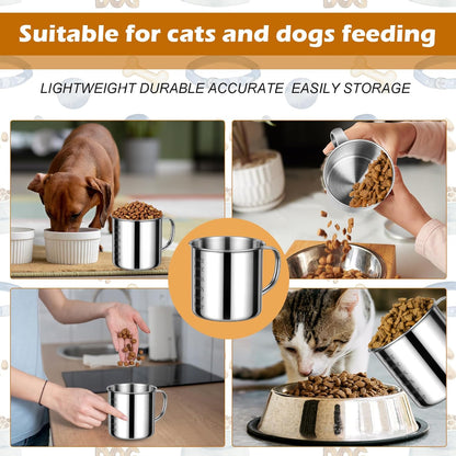 2 Pcs Dog Food Scoop 1 Cup,304 Stainless Steel Measuring Cups with Handle Pet Food Scoop Cup Measuring Scoop for Dogs, Cats, Birds & Rabbits – Ideal for Dry Food & Treats (1 CUP)