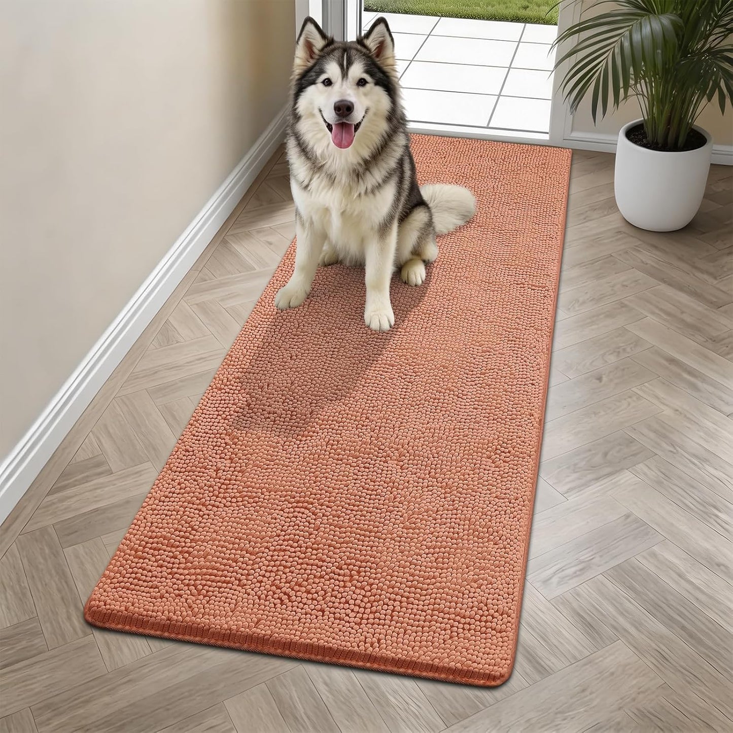 Bcoimo Super Absorbent Dog Door Mat, 30"*20" Anti Slip Mat for Muddy Paws, Pet Rugs for Dirty Paws Washable that Absorbs Moisture and Dirt, for Dog Cage and Pet Resting Carpet