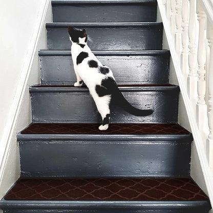 Extra Wide Non Slip Stair Treads for Wooden Steps – 15 Pack 9" x36'' Extra Wide Carpet Runners with Reusable Adhesive, Step Pads for Dogs, Kids, Seniors, Machine Washable – Geige