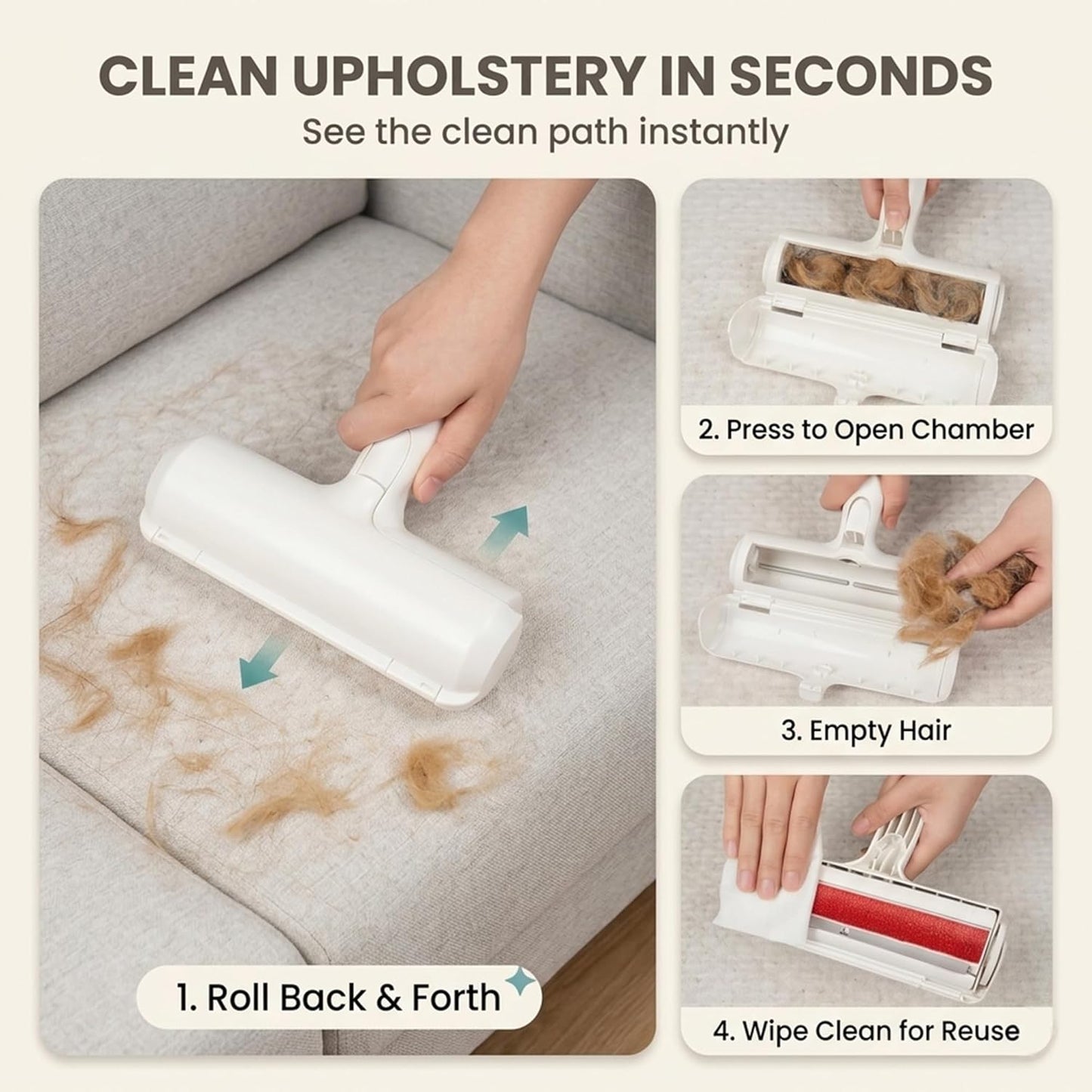 Reusable Pet Hair Remover Roller for Dog & Cat Hair Self Cleaning Lint Roller for Furniture, Couch, Carpet,Rugs,Bedding & Car
