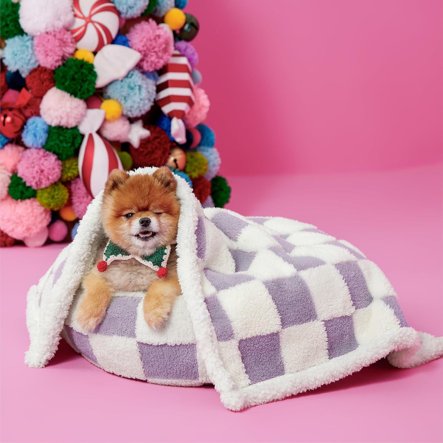 LE SURE Waterproof Dog Blanket for Large Dogs - Washable Double Sided Dog Blankets with Warm Jacquard Shag and Soft Sherpa Fleece, Pet Cat Blanket for Couch Protection, 3D Textured Cloud, Green