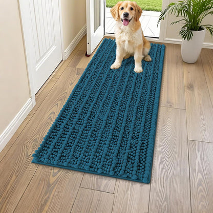 Smiry Dog Door Mat for Muddy Paws 30x20, Extra Soft Absorbent Chenille Doormat, Trap Moisture and Dirt, Non-Slip Machine Washable Front Door Mat for Indoor Entrance Inside Floor, Grey