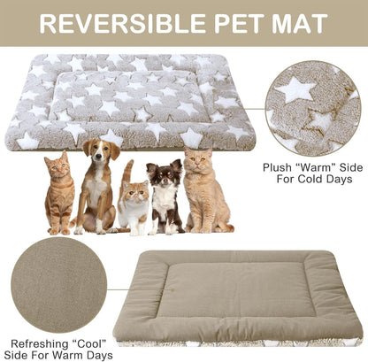 VitalCozy 4 Pcs Dog Crate Pads, Ultra Soft Warm Washable Anti-Slip Kennel Bed Mat for Pets, Reversible, Replaceable, Cage Liner for Small Medium Large Dogs and Cats (18 x 24 x 1.6 Inch,Star,Gray)