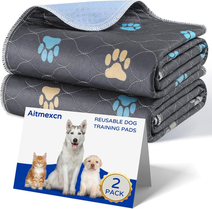 Aitmexcn Washable Puppy Dog Pee Pad, 2PCS 100% Waterproof Whelping Training Mat for Puppy/Senior Dog, Fast Drying Reusable Puppy Pads for Indoor, Outdoor and Car Travel- 24'' x 36''