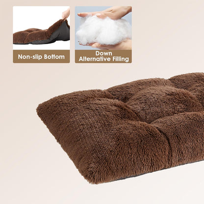 EHEYCIGA Fluffy Dog Crate Bed for Medium Dogs, Plush Faux Fur Crate Pad, Calming Anti Anxiety Medium Dog Bed, Washable Soft Warm Crate Mat with Non-Slip Bottom