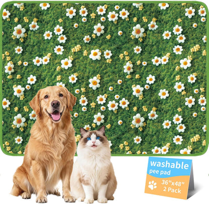 Washable Pee Pads for Dogs, Reusable Puppy Potty Training Pads, Ultra-Absorbent Thick Waterproof Leak-Proof Non-Slip Pads & Mat for Crate, Playpen, Floor, Whelping & Housebreaking , 2 Pack 18"x24"