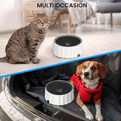 Dog Water Bowl No Spill 70oz/2L Large Capacity Dispenser Non Slip No Splash Bowl Pet Slow Feeder No Drip Dog Water Bowl on Vehicle Slow Water Bowl for Dogs and Cats