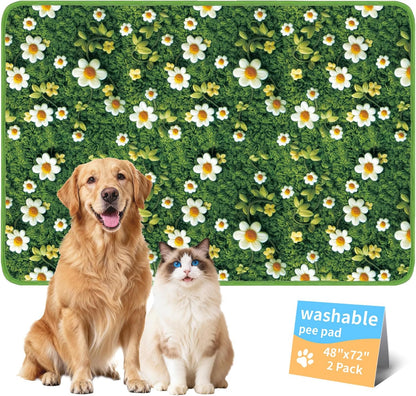 Washable Pee Pads for Dogs, Reusable Puppy Potty Training Pads, Ultra-Absorbent Thick Waterproof Leak-Proof Non-Slip Pads & Mat for Crate, Playpen, Floor, Whelping & Housebreaking , 2 Pack 18"x24"