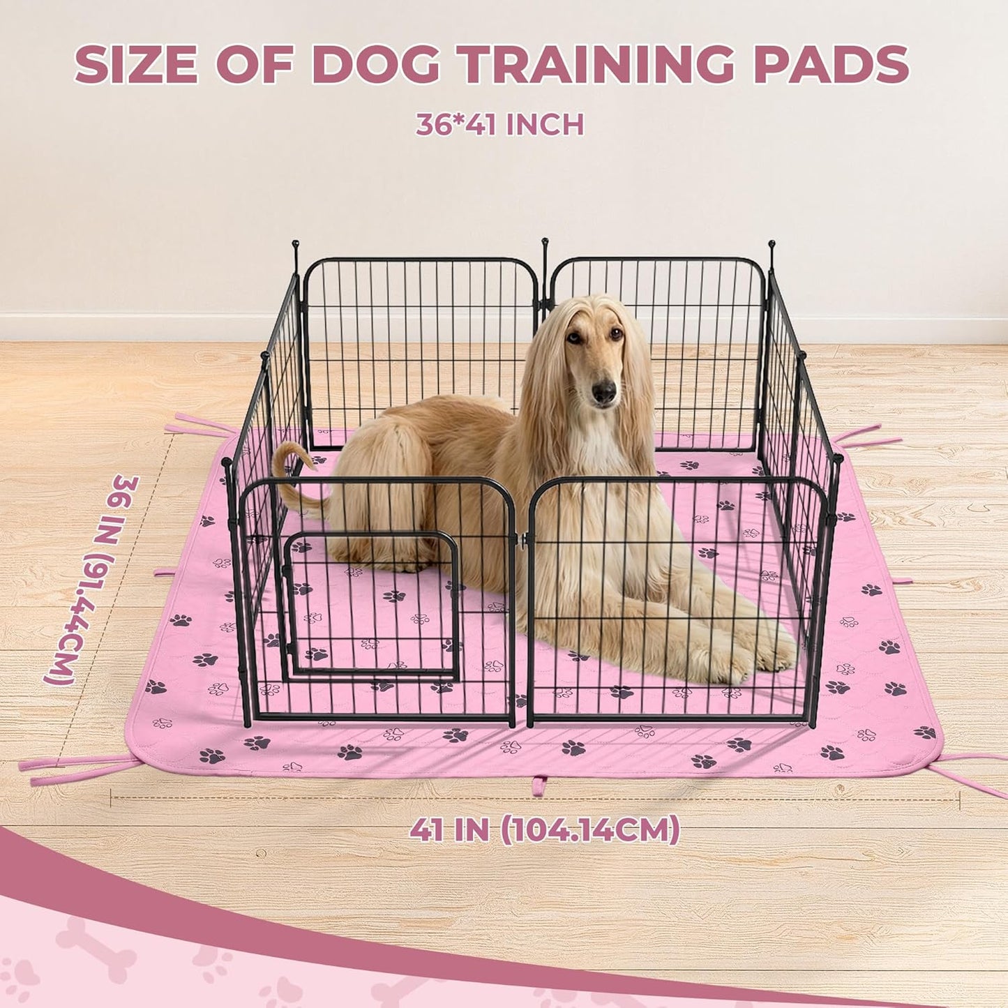 Fostanfly Washable Pee Pads for Dogs, 2 Pack Large 36"x41" Ultra-Absorbent and Leak-Proof Non-Slip Reusable Potty Training Pads for Dogs, Cats, Puppy, Potty Training of Add 8 Lanyards