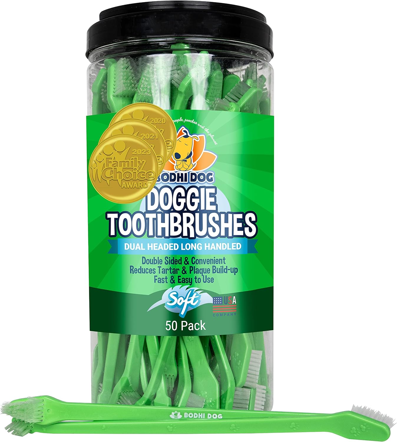 Bodhi Dog Toothbrush Combo Pack - Soft Finger & Dual-Ended Brushes - Gentle Bristles for Dogs & Cats - Easy Teeth Cleaning (6 Long & 6 Finger)