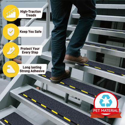 LifeGrip Stair Treads Non-Slip (15PCS), Anti Slip Transparent Stair Treads Tape for Indoor Wooden Step (4"X30"X15P-Treads)