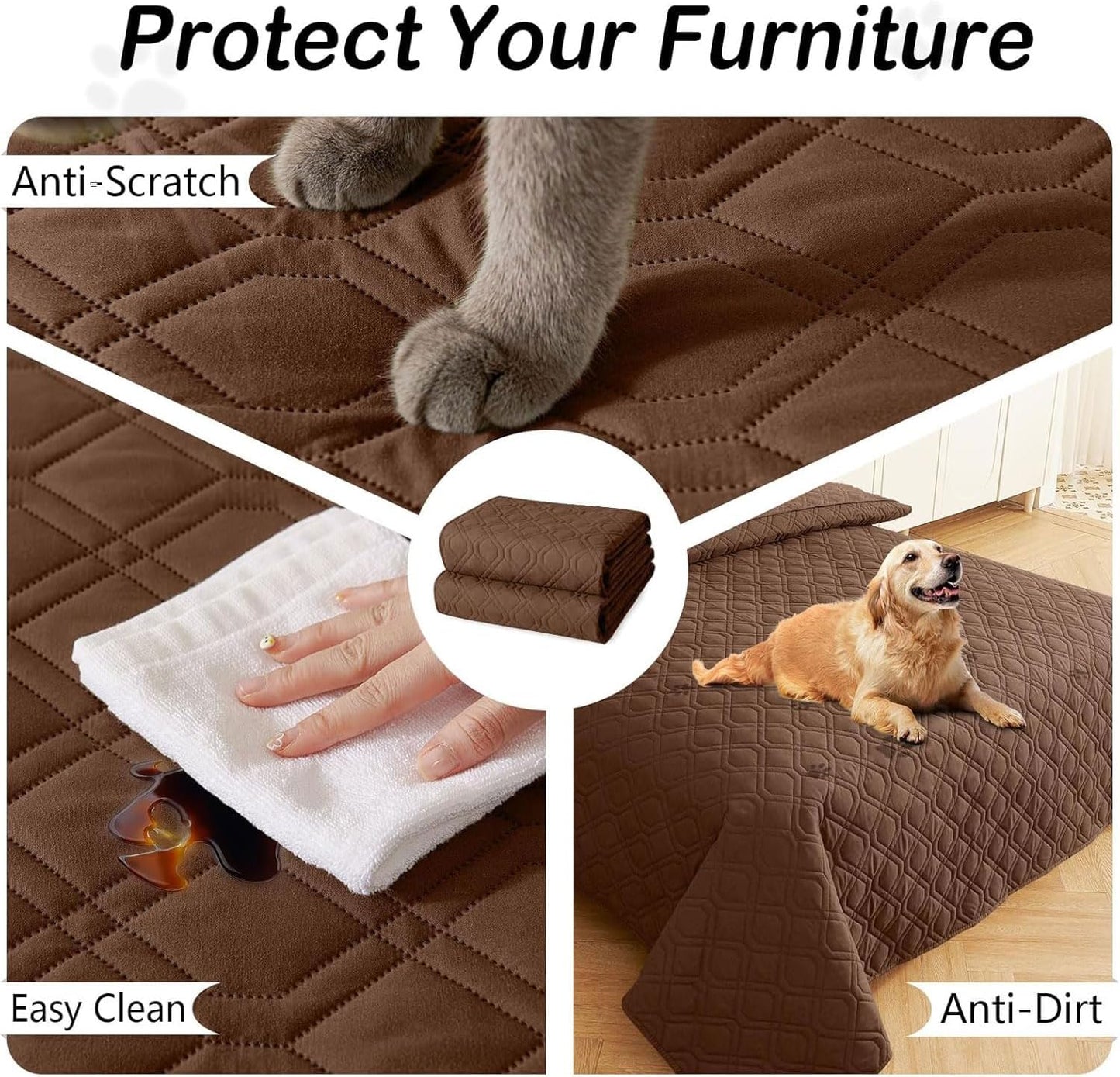 hyha Waterproof Dog Bed Blanket, Soft Pet Blankets, Waterproof Couch Cover for Dogs, Reversible Sofa Covers Washable for Furniture (30x70 Inch, Taupe/Beige)