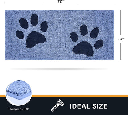 PURRUGS Dirt Trapping Door Mat 20" x 31.5", Non-Skid/Slip Machine Washable Microfiber Entryway Rug, Dog Doormat, Super Absorbent Welcome Mat for Muddy Wet Shoes and Paws, Grey