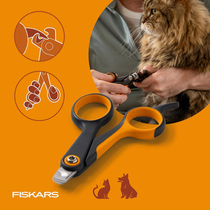 Fiskars Pet Large Nail Clippers, Cat and Dog Nail Trimmers for Grooming, Pet Supplies with Semi-Circular Blade & SoftGrip Handle with Safety Lock, 5.75”, Orange/Black