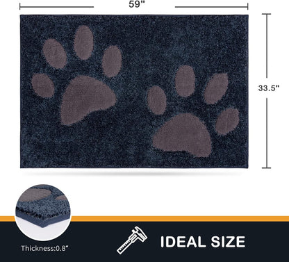 PURRUGS Dirt Trapping Door Mat 20" x 31.5", Non-Skid/Slip Machine Washable Microfiber Entryway Rug, Dog Doormat, Super Absorbent Welcome Mat for Muddy Wet Shoes and Paws, Grey