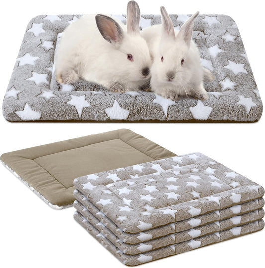 VitalCozy 4 Pcs Dog Crate Pads, Ultra Soft Warm Washable Anti-Slip Kennel Bed Mat for Pets, Reversible, Replaceable, Cage Liner for Small Medium Large Dogs and Cats (18 x 24 x 1.6 Inch,Star,Gray)