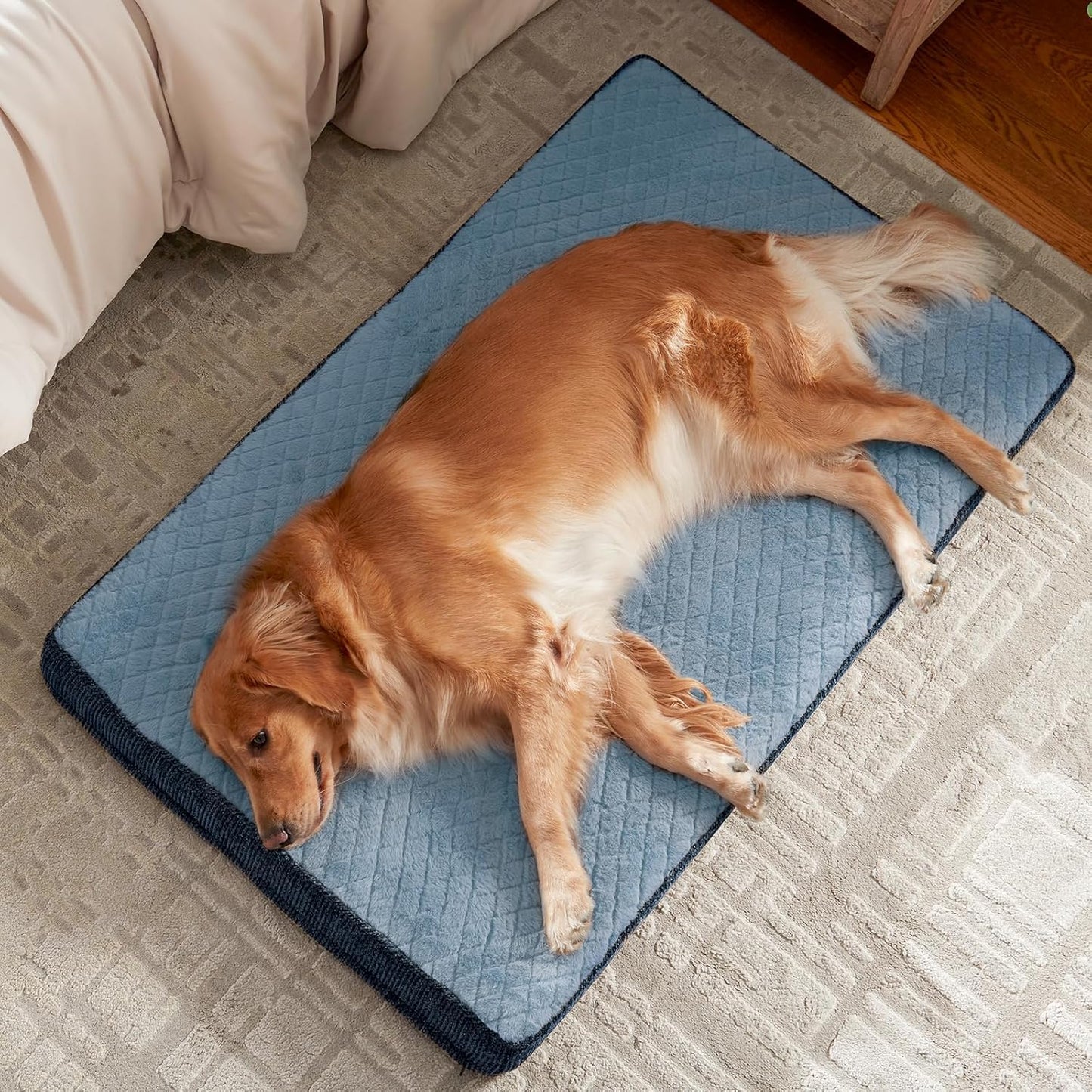 JOEJOY XL Dog Beds Large Sized Dog, Orthopedic Big Dogs Crate Bed with Washable Removable Cover, Extra Thick Egg-Crate Memory Foam Pet Beds up to 80 lbs, Grey, 41"x27"