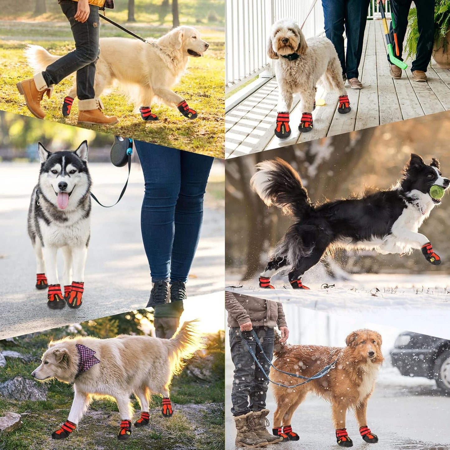 DcOaGt Dog Shoes for Large Dogs, Waterproof Anti-Slip Dog Boots & Paw Protectors for Summer Hot Pavement Winter Snow, Breathable and Reflective Dog Booties for Hiking/Walking/Outdoor/Floor