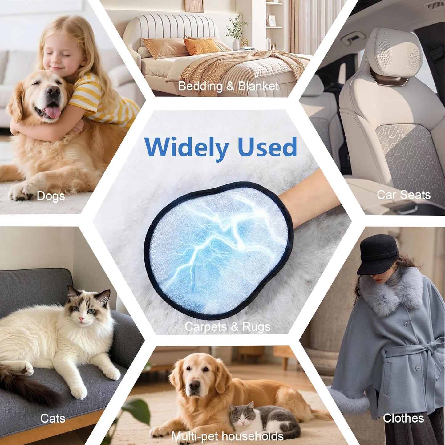 Pet Hair Removal Glove for Dogs & Cats, Reusable Washable Electrostatic Pet Hair Remover Glove, Pet Hair Mitt with Finger Straps for Couch, Carpet, Car Seats, Clothes, Furniture, Red